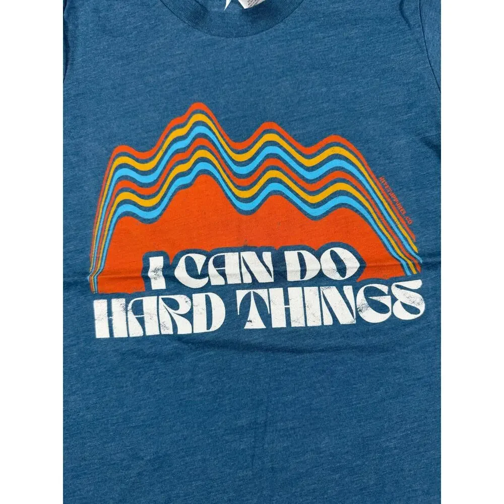 NEW Rivet Apparel I Can Do Hard Things Graphic T-Shirt Blue Size 6-8 (small)